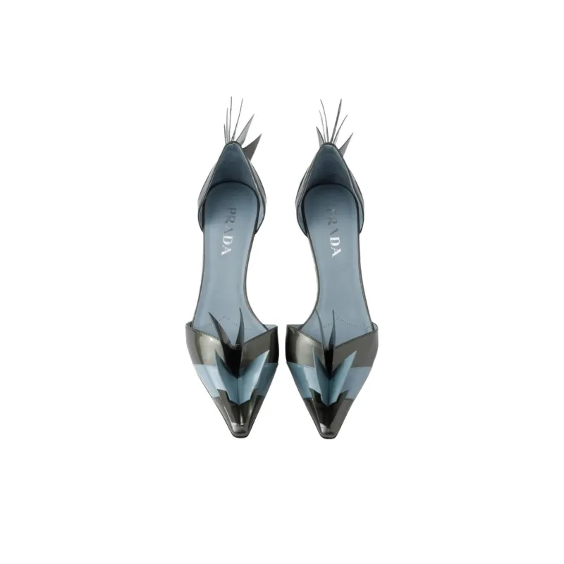 PRADA D'Orsay Slim Heel High Heels 5.5cm Women's Blue-3
