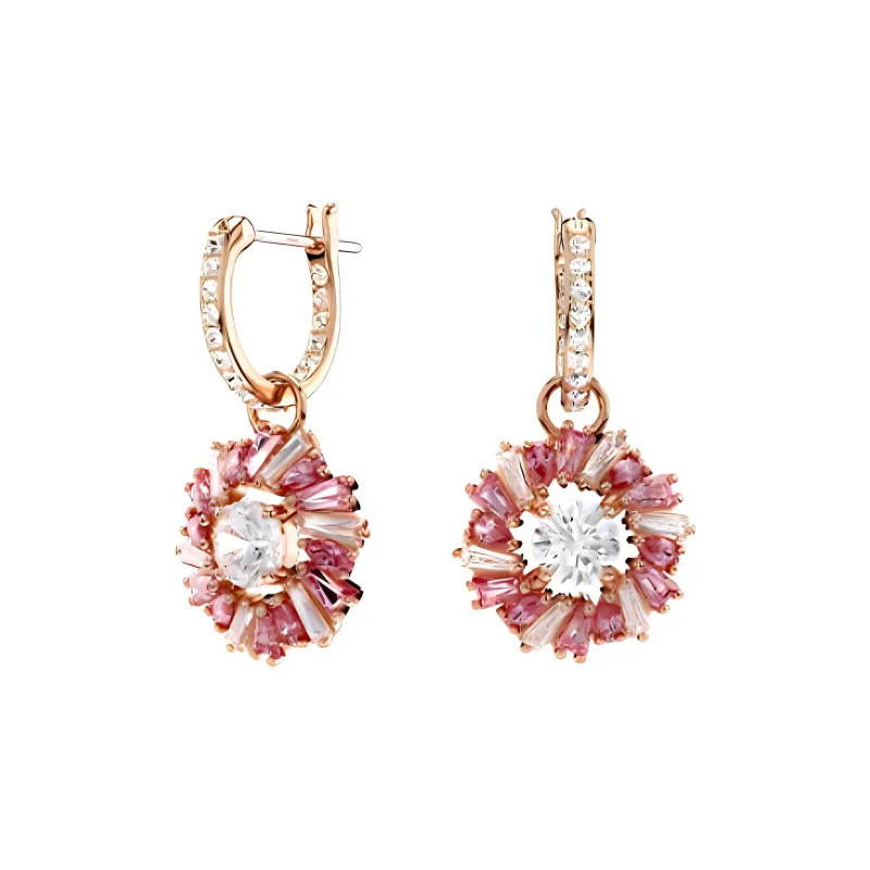 Swarovski Rose Gold Plated, Cubic Zirconia Earrings Unisex Gold-1