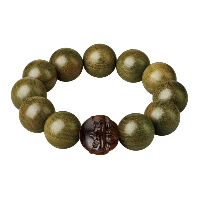 Yi Mingju Green Sandalwood Bracelets Men's-15