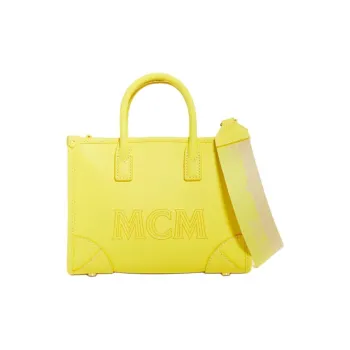 MCM München Calfskin One Shoulder Handbag Mini Women's Yellow