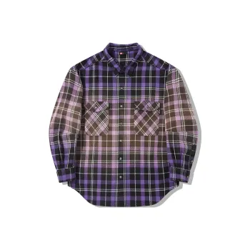 Pleasures X LiNing Shirts Men Black Ultraviolet Plaid Color Set