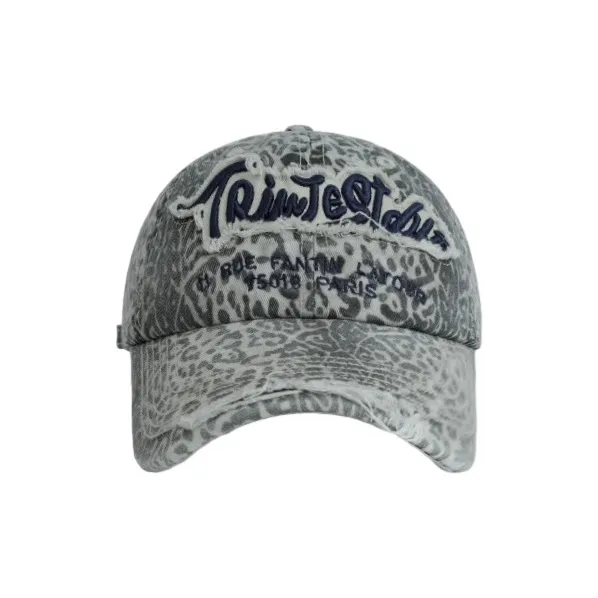 FREE RABBITⅡ Washable 3D Effect Letter Embroidery Ripped, Small Face Display Baseball Caps Unisex-2