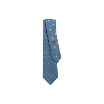 HERMES Silk Twill Ties Men's Light Blue