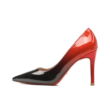Than Than Me Slim Heel High Heels Women's Black Red Gradient