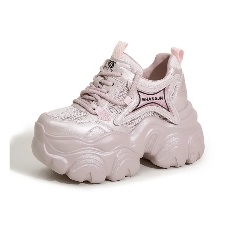 Milan Love Song Breathable Lightweight Height Increasing Low Top Chunky Sneakers Women's-7