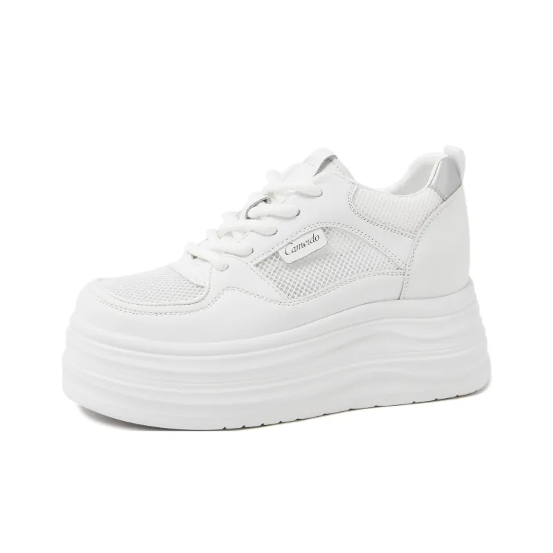 CAMEIDO Breathable And Lightweight Low Top Casual Shoes Women's White-1