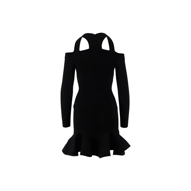 Alexander McQueen Ruffle Detailed Flared Mini Dress-1