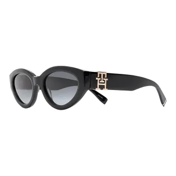 Tommy Hilfiger Acetate Irregular Shape Sunglasses Women's Black