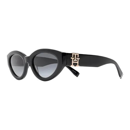 Tommy Hilfiger Acetate Irregular Shape Sunglasses Women's Black