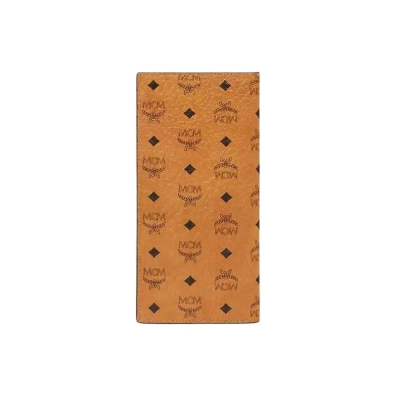 MCM Original Visetos Leather Long Clutch Wallet Large Size Unisex Brown Cognac-2