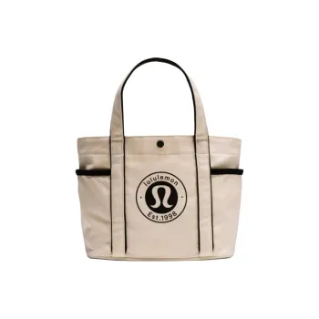Lululemon Canvas Canvas Bag Tote Bag Shopping Bag Handbag Mini Unisex White