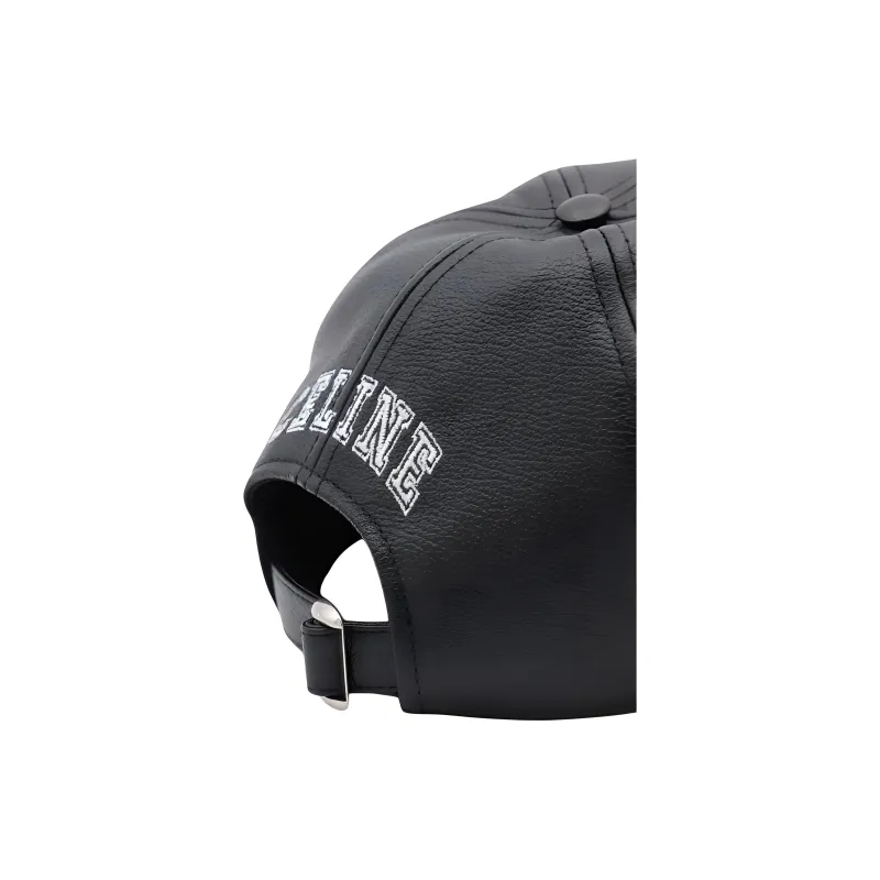 CELINE Logo Patch Leather Cap-2