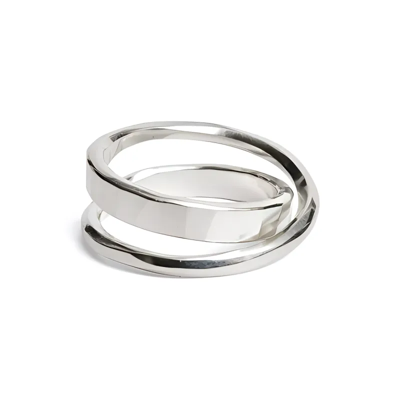 Werkstatt Munchen Double Band Silver Ring-0