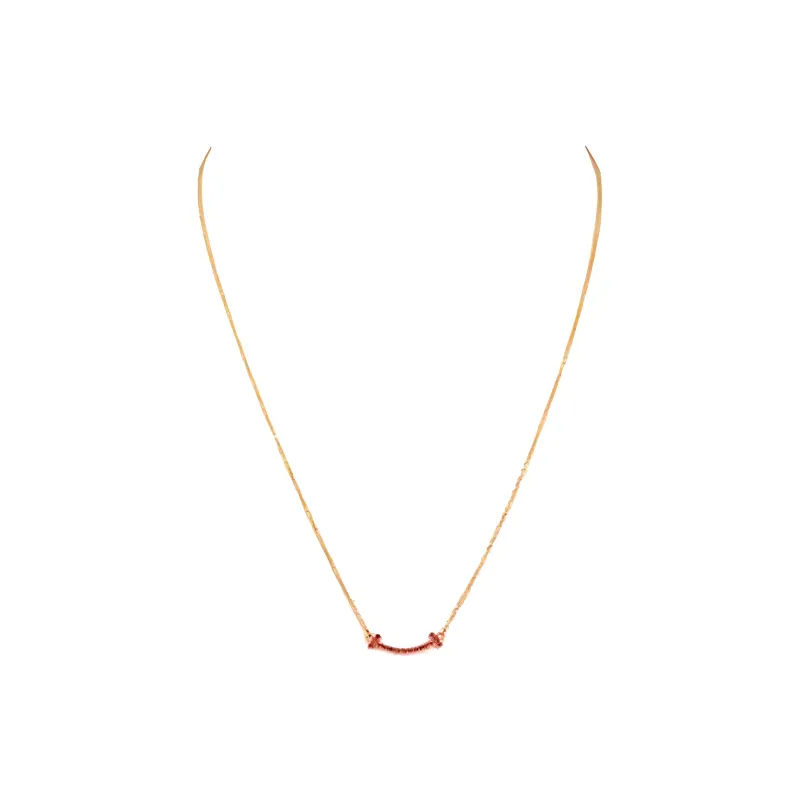 TIFFANY & CO. 2010s 18K Rose Gold T smile Sapphire Pendant Necklace-1