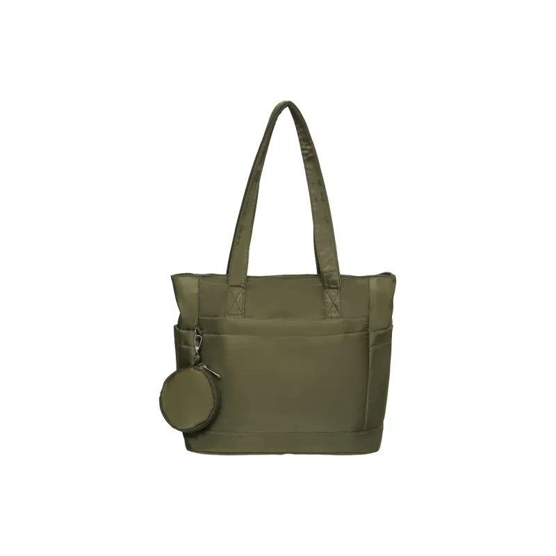 OUZIHUANG Nylon Shoulder Bag Unisex Black/Pink/Khaki/Green-11
