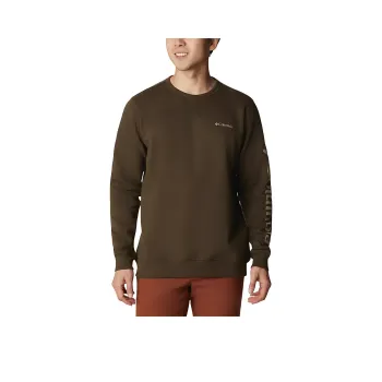Columbia Olive M Logo Crew Fleece Sweatshirt Men's Dark Brown
