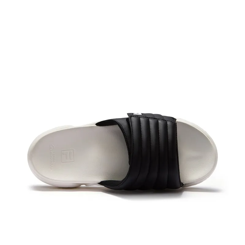 FILA FUSION BARRICADE Bread Slippers Slip Resistant Slide Slippers Men's Black Snow White-2
