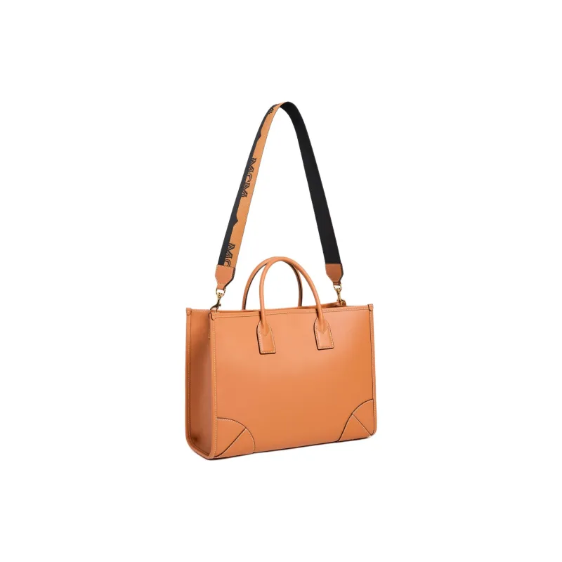 MCM Calfskin Shoulder Bag, Crossbody Bag, Handbag Tubas Women's Brown Cognac-1