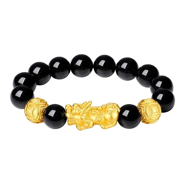 ZHOUBAIFU Obsidian Bracelets Men's-0