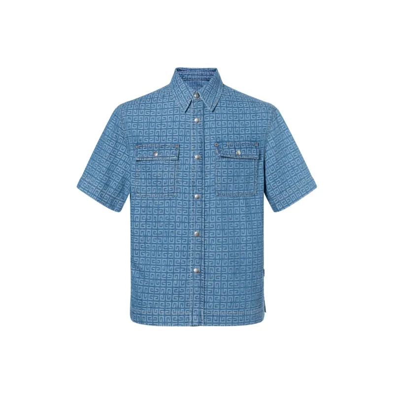 Givenchy Short Sleeve Boxy Fit Denim Shirt-0