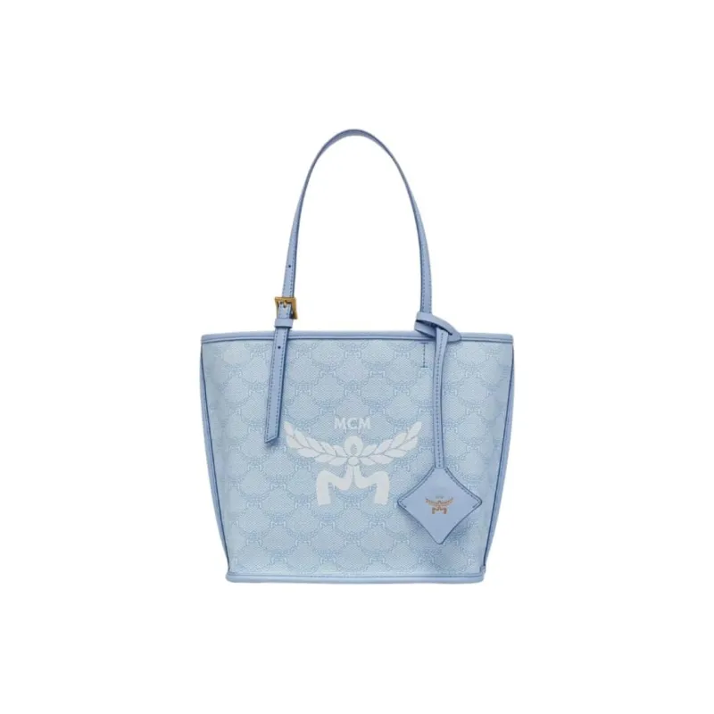 MCM Canvas Tote Bag, Shopping Bag, Handbag Mini Women's Blue-0
