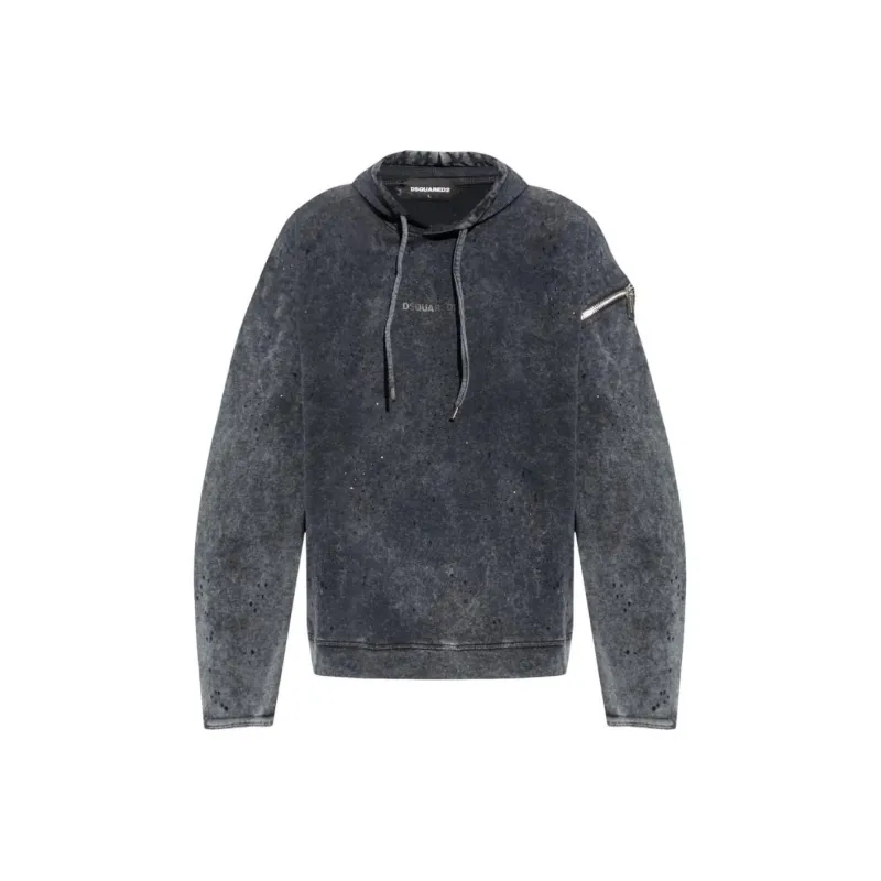 DSQUARED 2 Embellished Distressed Hoodie-0