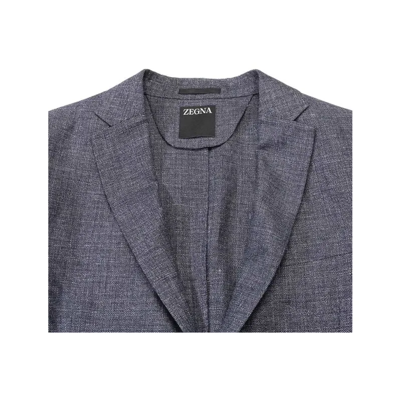 Zegna SS25 Business Suit Coat Men's Blue Gray-2