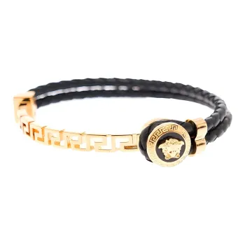 VERSACE Greca Braided Leather Bracelet
