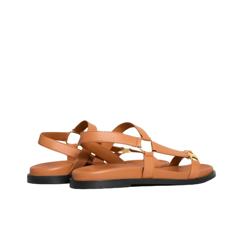 CELINE Maud One Strap Sandals Women's Caramel-3