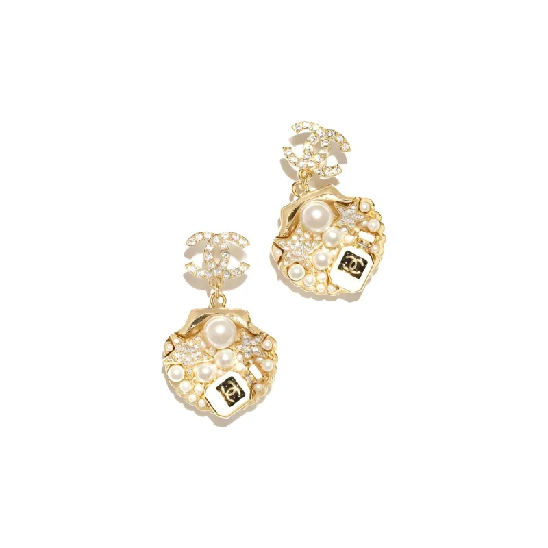 CHANEL Resin Clip On Earrings Women's Gold-1