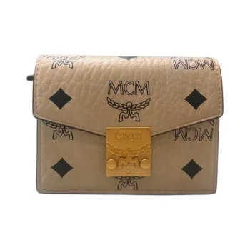 MCM Tracy Visetos Coated Canvas Shoulder Bag Crossbody Bag Mini Women's Beige