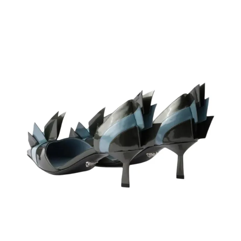 PRADA D'Orsay Slim Heel High Heels 5.5cm Women's Blue-5