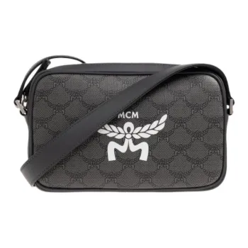 MCM Canvas With Leather Shoulder Bag, Fanny Pack Small Size Unisex Dark Gray
