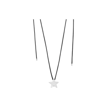 Numbering Brass Rhodium-Plated Fabric Necklaces Men's Black