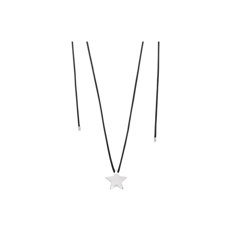 Numbering Brass Rhodium-Plated Fabric Necklaces Men's Black-0