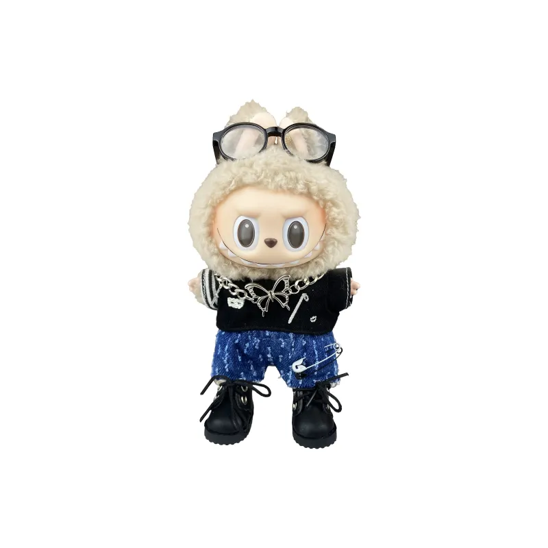 [Modified Doll] POP MART Labubu THE MONSTERS Heartbeat Macaron Collection Black Butterfly, Cute Hang Tag Box 17cm-20
