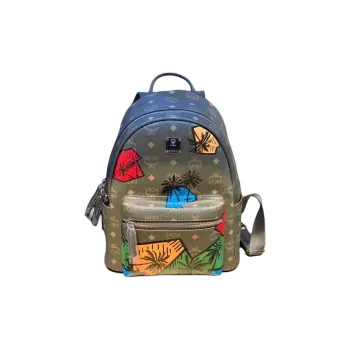 MCM Leather Backpack Small Size Unisex Sea Turtle Green