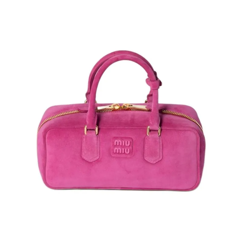 MIU MIU Arcadie Series Suede Leather One Shoulder Handbag Large Size Women's Fuchsia-0