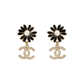 CHANEL Earrings Women's Gold/Black