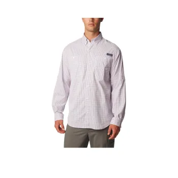 Columbia PFG Super Tamiami Shirt Men's Gray Red Square Plaid