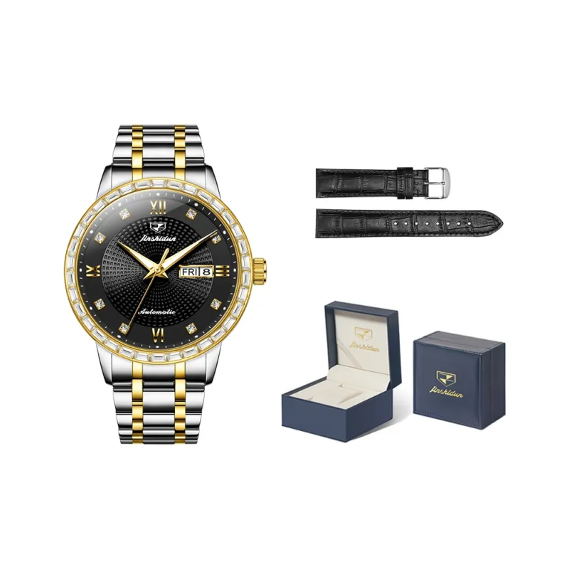 Jin Shi Dun Mechanical Movement Stainless Steel Watchband Watch Men's Watches White Dial-6