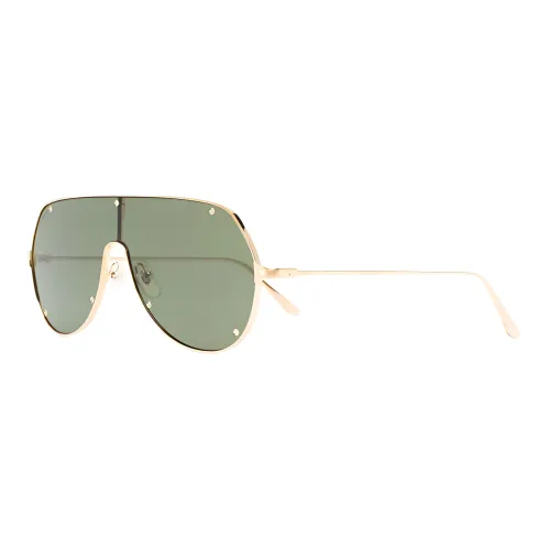 CARTIER Metal Irregular Shape Sunglasses Men's Gold
