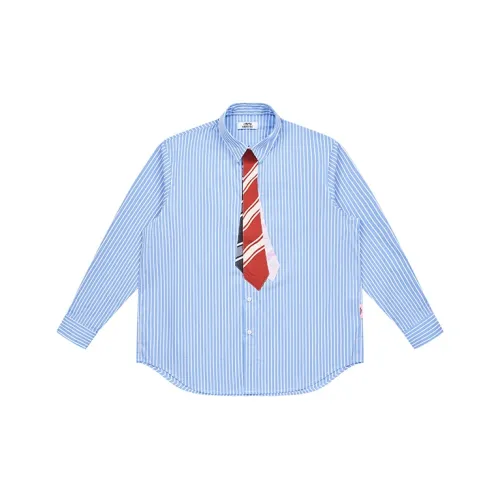 EMPTY REFERENCE Long-Sleeved Shirts Men's Blue White