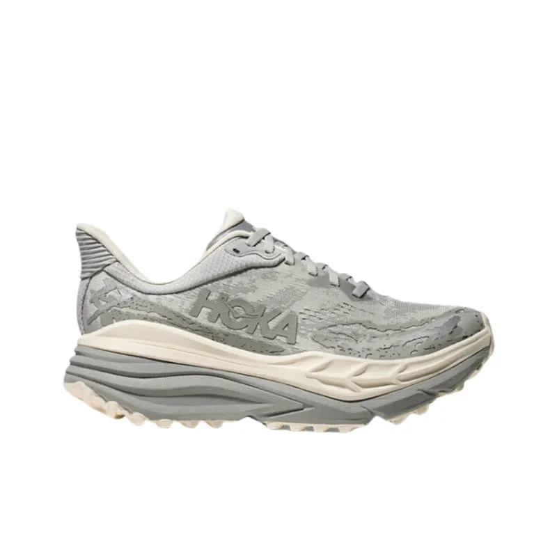 HOKA ONE ONE Stinson 7 Cushioning Slip Resistant Support Low Top Trail Running Shoes Men's Gray White-1
