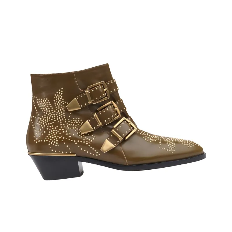 Chloe Susanna Ankle Boots 4cm Women's Dark Khaki-1