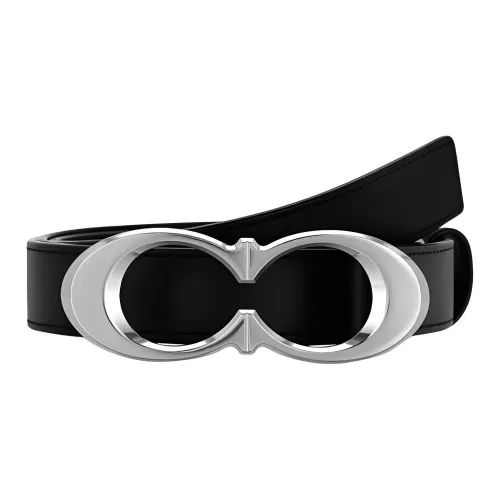 COACH Double C Letter Logo Plate Buckle Leather Belts Women's Black Width  2.5cm