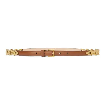 FANSIZHE Calfskin Leather Belts Women's Brown Width 2CM