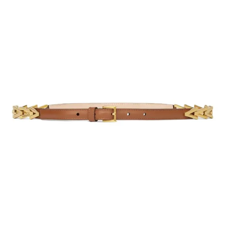 FANSIZHE Calfskin Leather Belts Women's Brown Width 2CM-0