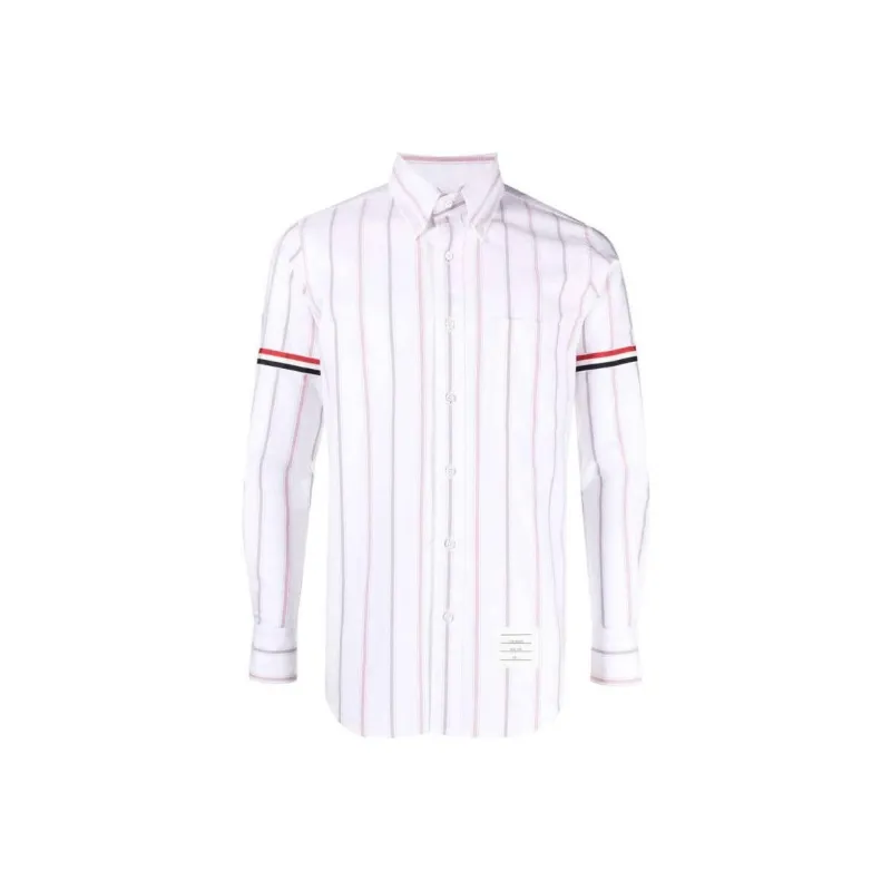 THOM BROWNE Rwb Striped Long-Sleeved Shirt-0