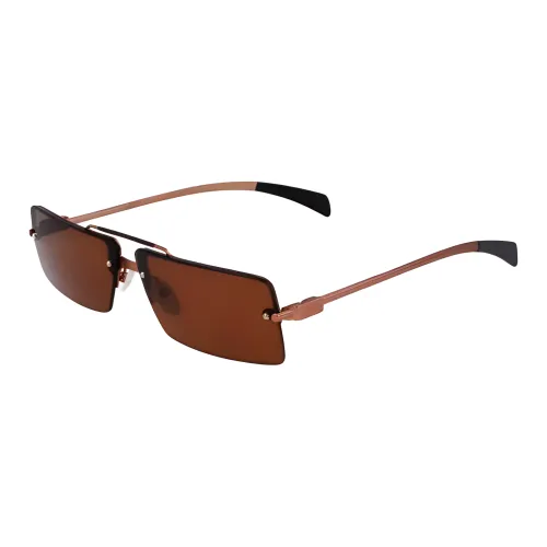FERRAGAMO Acetate Metal Aviator Sunglasses Men's Brown